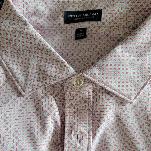 Peter Millar Crown Crafted Polo Shirt XL – Light pink Geometric Pattern - Picture 3 of 5